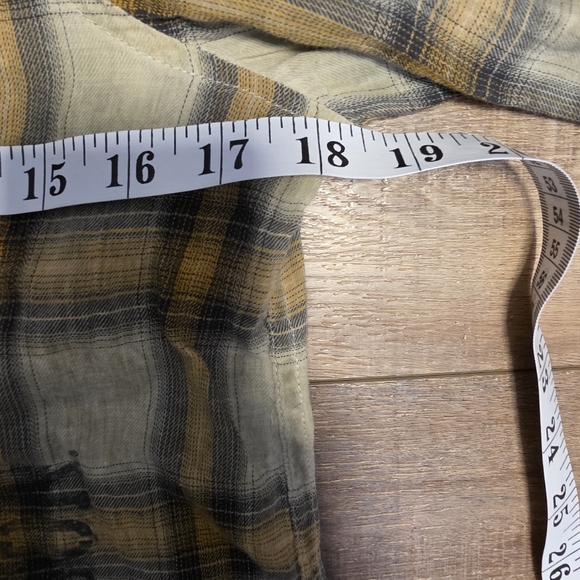 Harley-Davidson ($85) Women’s Plaid Button Up Shirt Western Moto Yellow Gray - Picture 7 of 8